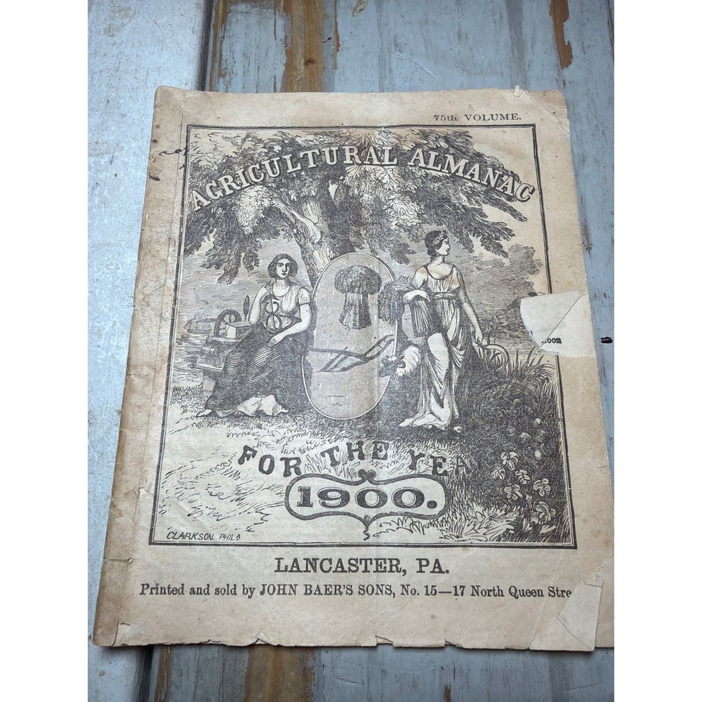 1900 Agricultural Almanac Lancaster PA Farm Moon Phases Advertising Ephemera